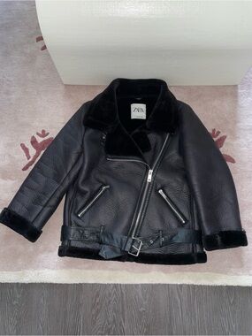 Zara Faux Leather Shearling Jacket
